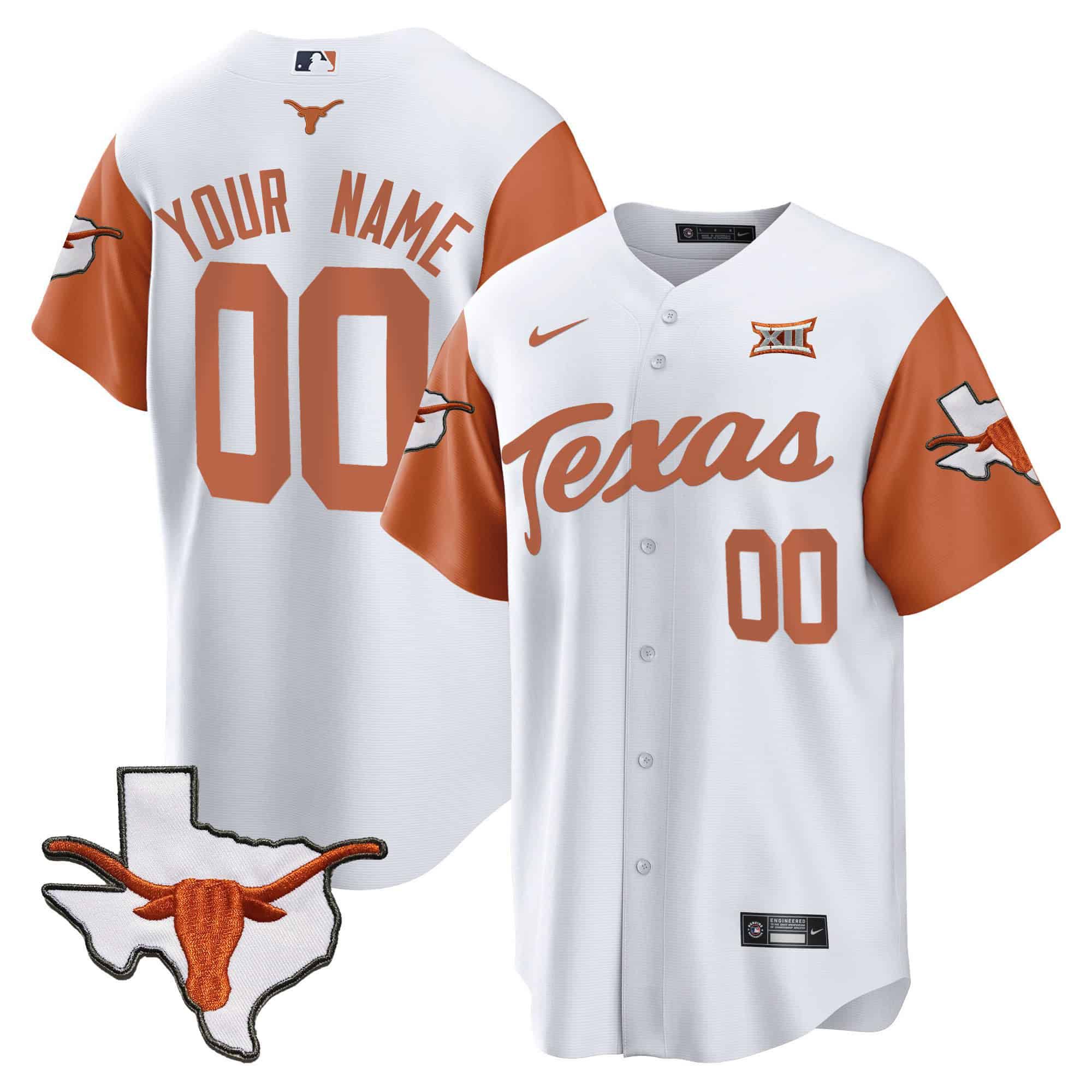 Men Texas Longhorns White 2024 Nike Baseball Custom NCAA Jersey style 1->customized nfl jersey->Custom Jersey